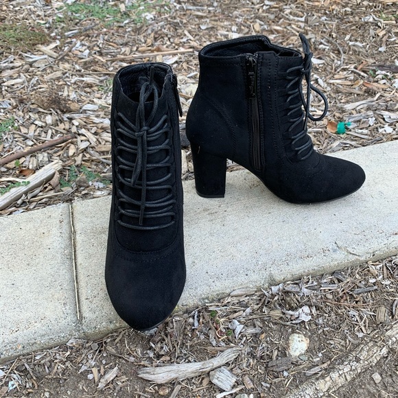 Black Faux Suede Booties - Picture 5 of 6